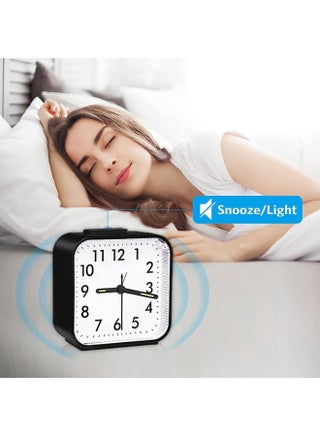 Silent Alarm Clocks Bedside, Battery Powered Non ticking Bedside Clock, with Luminous Pointer, Large Display Snooze, for Heavy Sleepers, Kids, Travel, Bedroom, Office, Easy to Read - view 4